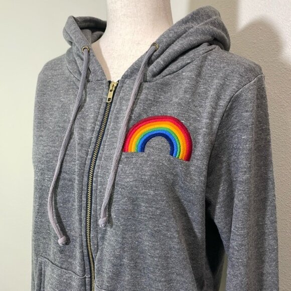 Aviator Nation Rainbow Embroidery Zip Hoodie Gray/Grey USA Unisex Size Small - Picture 3 of 11